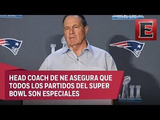 Bill Belichick y Doug Pederson en la previa del Super Bowl LII