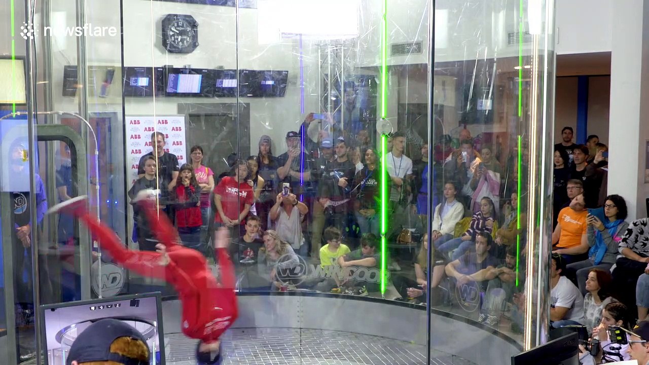 Wind-tunnel athletes fly, twist and spin in the air at the Wind Games 2019