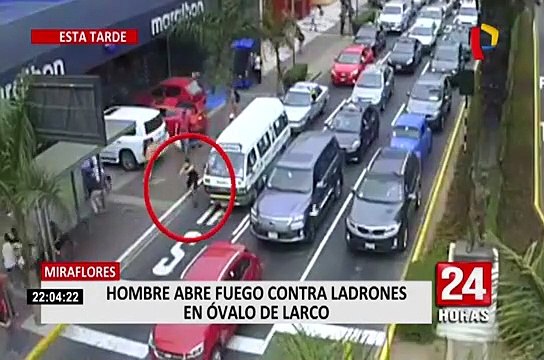 Sujeto se enfrenta a balazos a delincuentes que lo asaltaron en Miraflores