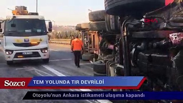 TEM yolunda TIR devrildi