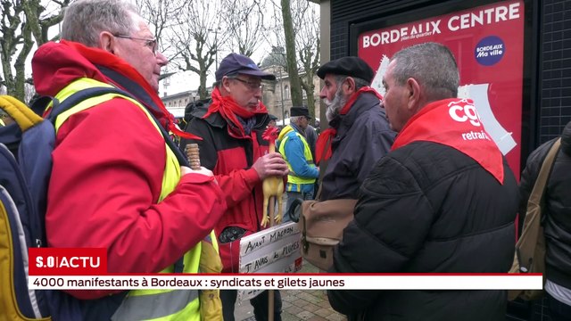 4000 manifestants à Bordeaux : syndicats et gilets jaunes