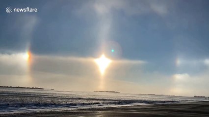 Breathtaking footage shows upside-down rainbow above sundog in Minnesota