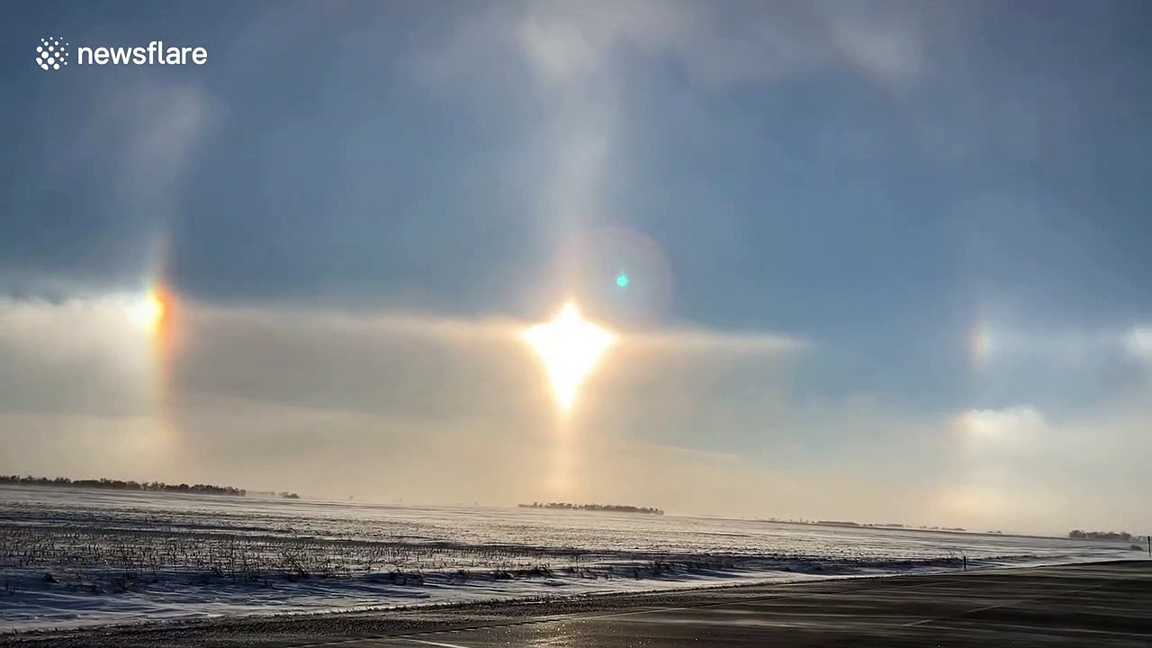 Breathtaking footage shows upside-down rainbow above sundog in Minnesota