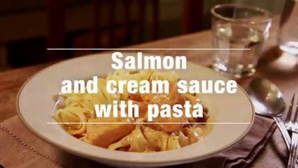 Salmon and cream sauce with pasta