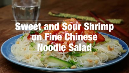 Sweet And Sour Shrimp On Fine Chinese Noodle Salad