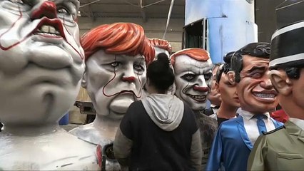 شاهد: مجسمات كاريكاتورية لماكرون وترامب وبوتين في مهرجان نيس