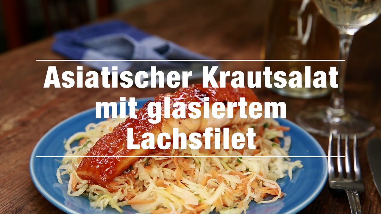 Asiatischer Krautsalat mit glasiertem Lachsfilet Rezept