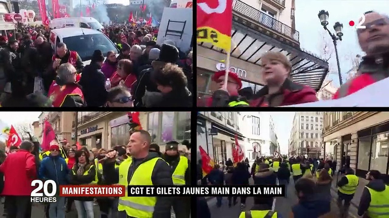 Manifestations : CGT et "gilets jaunes" marchent main dans la main