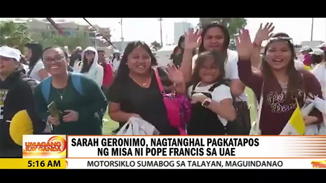 UKG: Sarah Geronimo nagtanghal pagkatapos ng misa ni Pope Francis