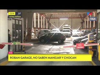 Robaron un garage, no sabían manejar y chocaron