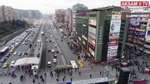 Şirinevler’de otobüs durağı trafiği havadan görüntülendi