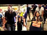 Ajay Devgn With His Son Yug And Mother Veena Devgan SPOTTED At Mumbai Airport