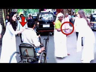 Sara Ali Khan KIND GESTURE For BEGGARS Outside Mukteshwar Devalaya Temple Juhu