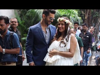 Pregnant Neha Dhupia CUTE MOMENT With Hubby Angad Bedi at Baby Showering