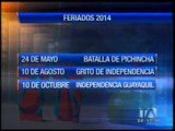 Estos serán los días feriados en 2014