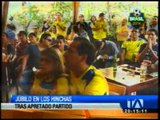 Júbilo en los hicnchas guayaquileños tras partido de Ecuador