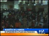 Fuerzas del orden y manifestantes se enfrentaron en la Plaza de San Francisco