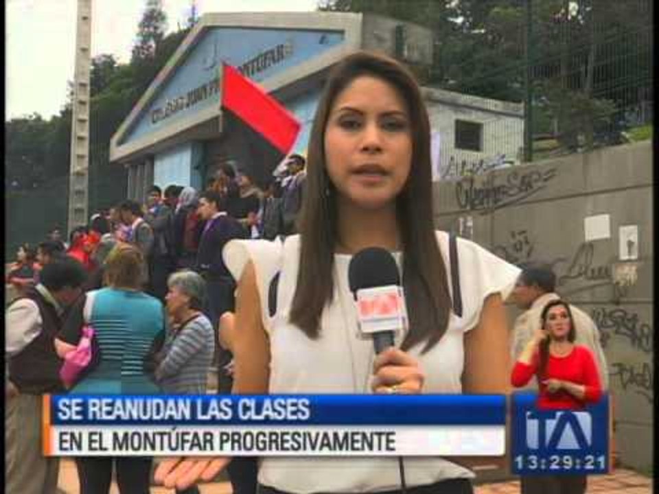 Progresivamente se reanudan las clases en el colegio Montúfar