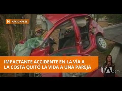 Pareja de esposos falleció en la vía a la costa - Teleamazonas