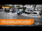 Barrios y ciudadelas anegados tras torrencial aguacero en Guayaquil