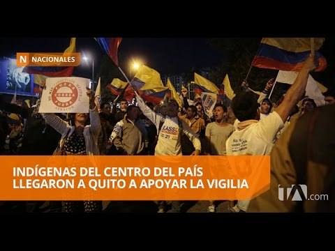 Indígenas del centro del país llegaron a Quito a apoyar la vigilia