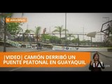 Cae un tramo del puente peatonal de la autopista Narcisa de Jesús - Teleamazonas