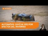 Río crecido afecta la vía y provoca la caída de un vehículo - Teleamazonas