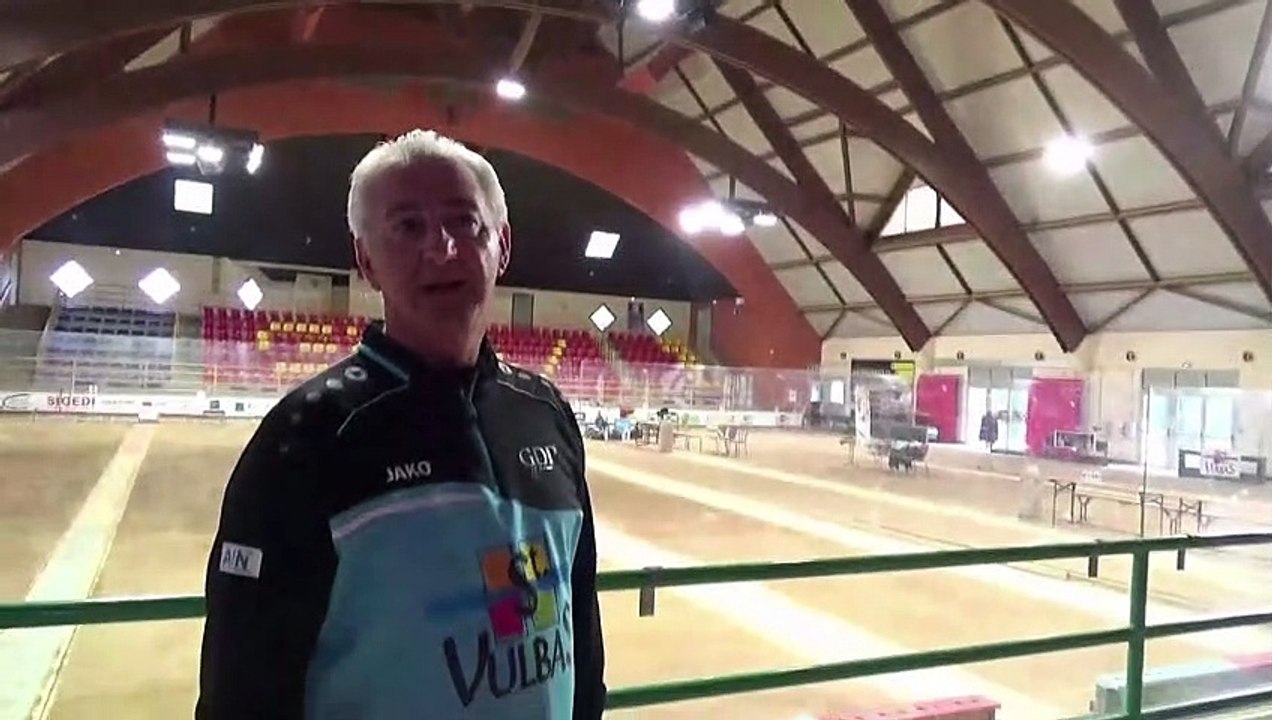 André Casella évoque les anneaux olympiques du boulodrome de Saint-Vulbas, Première Coupe du Monde Mixte de tirs sportifs, Saint-Vulbas 2019