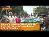 Maestros jubilados protestaron por falta de pago de su jubilación - Teleamazonas