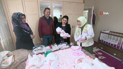 Binali Yıldırım’ın eşi Semiha Yıldırım beşiz bebekleri olan Ödemiş ailesini ziyaret etti