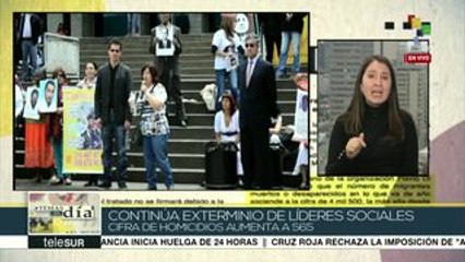 Colombia: sigue ola de asesinatos contra líderes sociales: suman 565