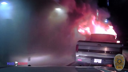 Ce policier pousse une voiture en feu pour sauver un restaurant : héros du jour