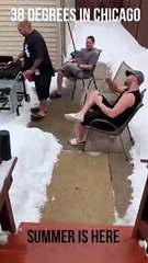 Men Fire Up Barbecue After Polar Vortex Passes