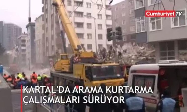 Kartal'daki çöken binanın enkazında arama kurtarma çalışmaları sürüyor