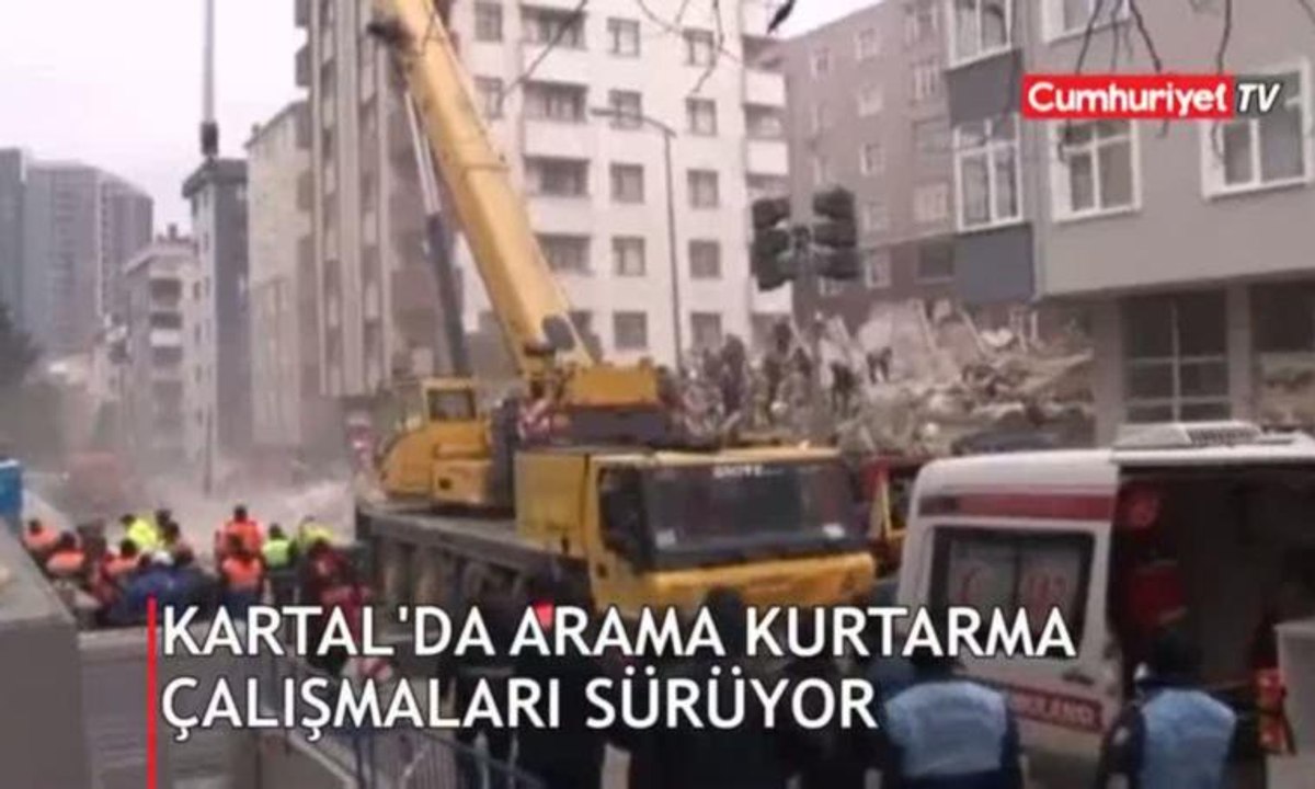 Kartal'daki çöken binanın enkazında arama kurtarma çalışmaları sürüyor