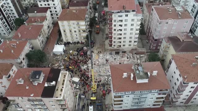 Kartal'da Çöken Bina - Arama ve Kurtarma Çalışmaları Havadan Görüntülendi