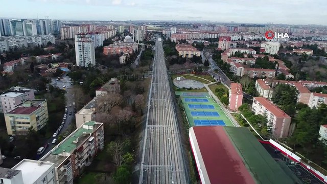 Halkalı-Gebze banliyö hattındaki son durum havadan görüntülendi
