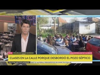 Dan clases en la calle porque desbordó el pozo séptico de la escuela