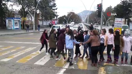 Yaya geçidinde halay çektiler