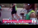Atleta adopta cachorrito en pleno maratón | Noticias con Yuriria