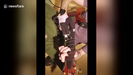 Guitarist turns right hand into dancing Michael Jackson puppet as he plays