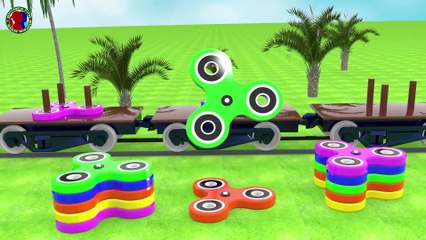Learn Colors With Fidget Spinner For Nursery ## || wooen train green pink yellow  orange blue