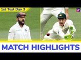 IND vs AUS 1st Test 2018 Day 3 Stats Highlights: India Slightly in Control