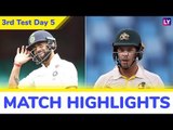 IND vs AUS 3rd Test 2018 Day 5 Stats Highlights:India Win by 137 Runs &Retain Border-Gavaskar Trophy