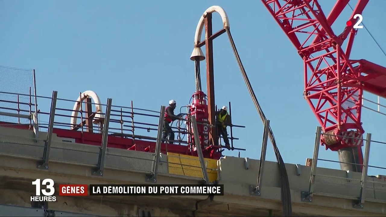 Gênes : la déconstruction des restes du pont a démarré