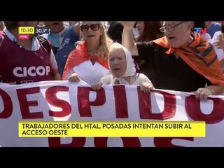 Protesta de trabajadores del Hospital posadas en Acceso Oeste