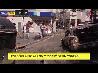 Le sacó el auto al papá y volcó tras escapar de un control