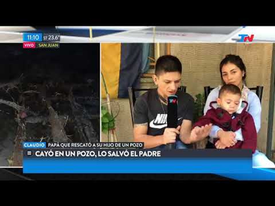 Cayó en un pozo y lo salvó su papa