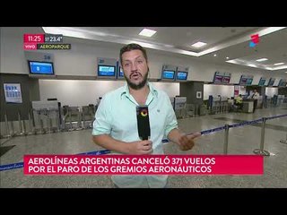 Paro de Aerolíneas: 371 vuelos cancelados