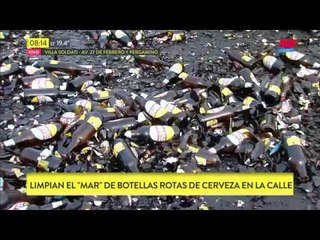Volcó un camión con botellas de cerveza en Avenida 27 de Febrero
